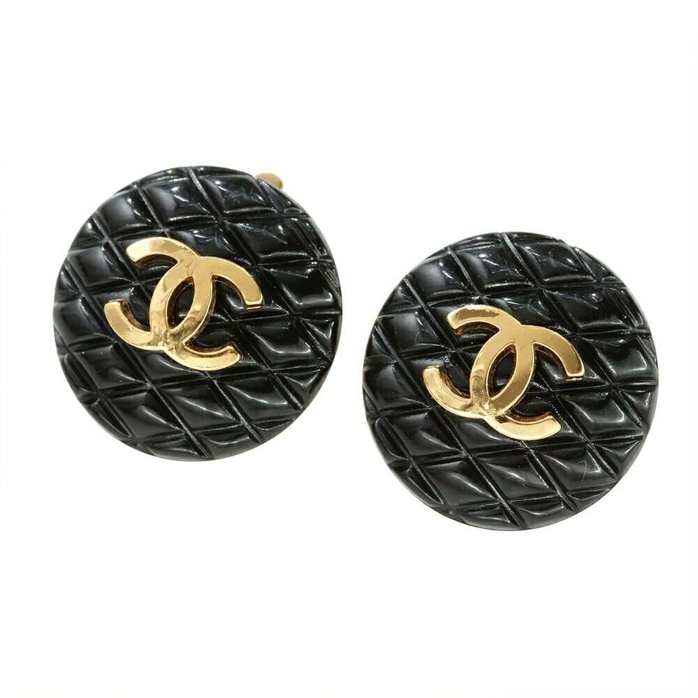 CHANEL Black Logo Earrings